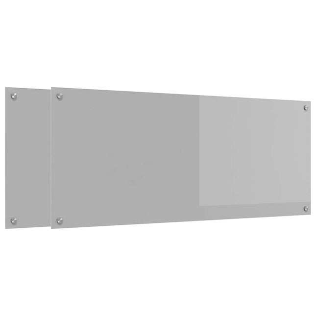 Køkkenbacksplash 2 stk. Lysegrå 120 x 50 cm hærdet glas