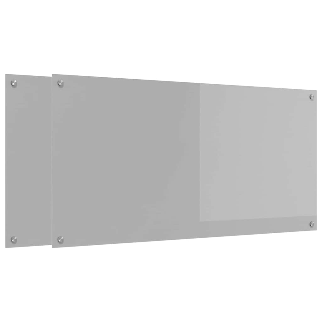 Køkkenbacksplash 2 pcs Lysegrå 120 x 60 cm hærdet glas