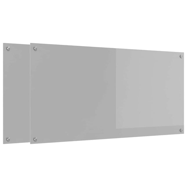 Køkkenbacksplash 2 stk. Lysegrå 120 x 60 cm hærdet glas