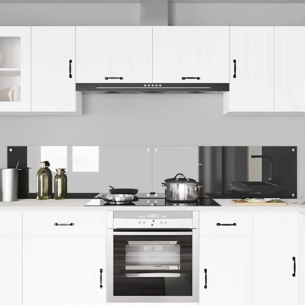 Køkkenbacksplash 2 pcs Mørkegrå 110 x 40 cm hærdet glas