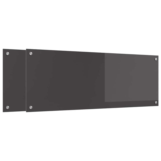 Køkkenbacksplash 2 stk. Mørkegrå 110 x 40 cm hærdet glas