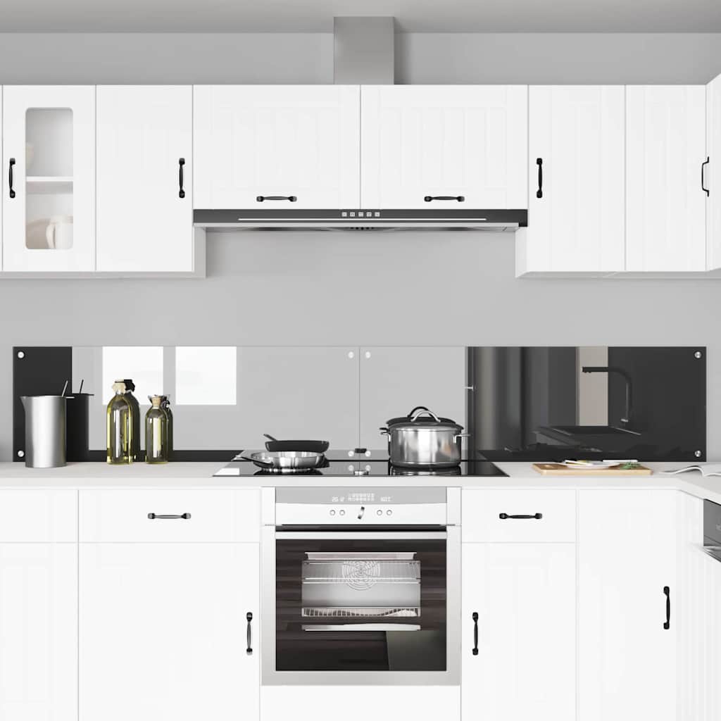 Køkkenbacksplash 2 pcs Mørkegrå 120 x 40 cm hærdet glas