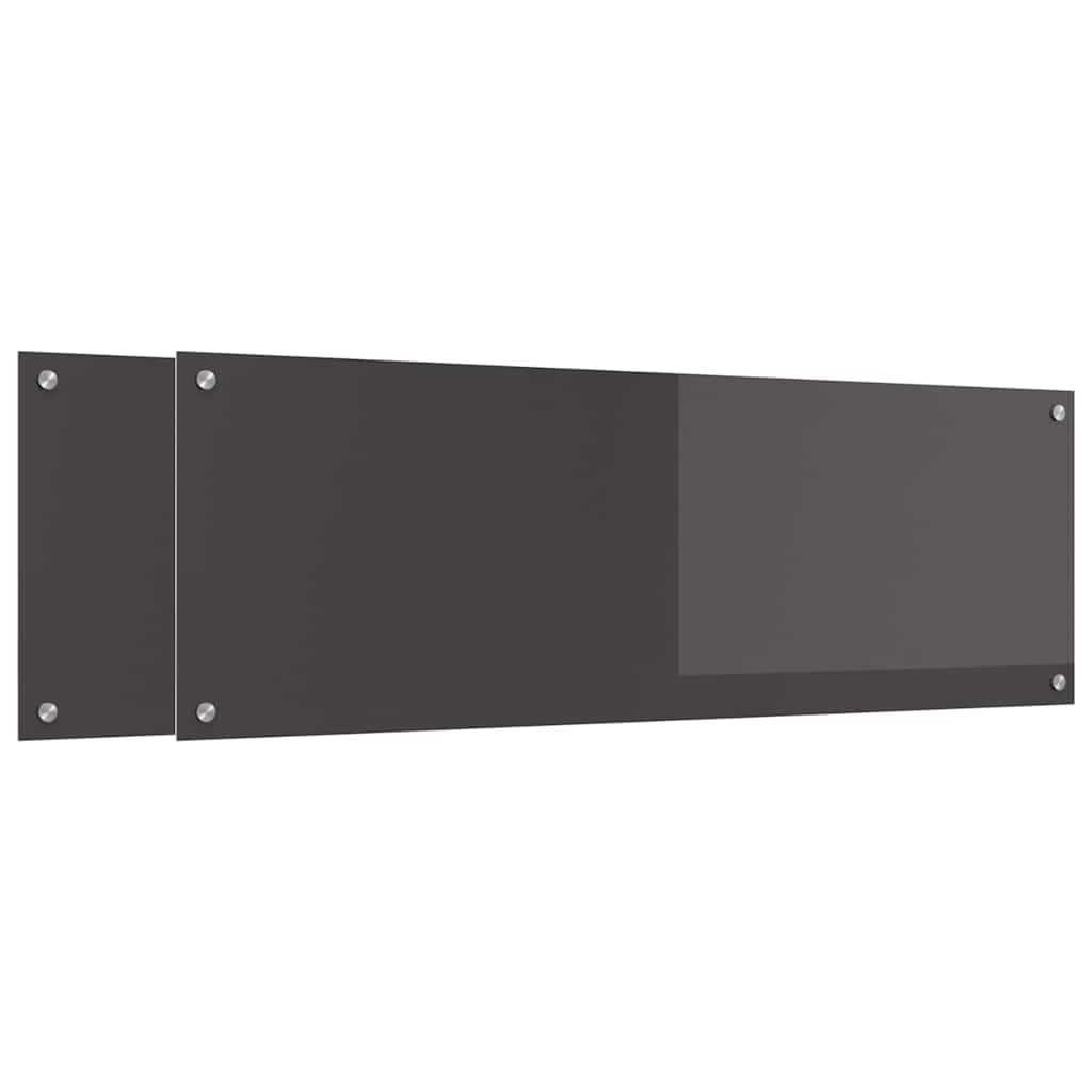 Køkkenbacksplash 2 pcs Mørkegrå 120 x 40 cm hærdet glas