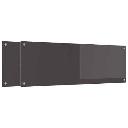 Køkkenbacksplash 2 stk. Mørkegrå 120 x 40 cm hærdet glas