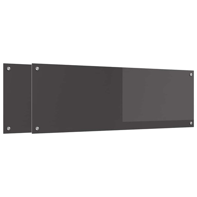 Køkkenbacksplash 2 stk. Mørkegrå 120 x 40 cm hærdet glas