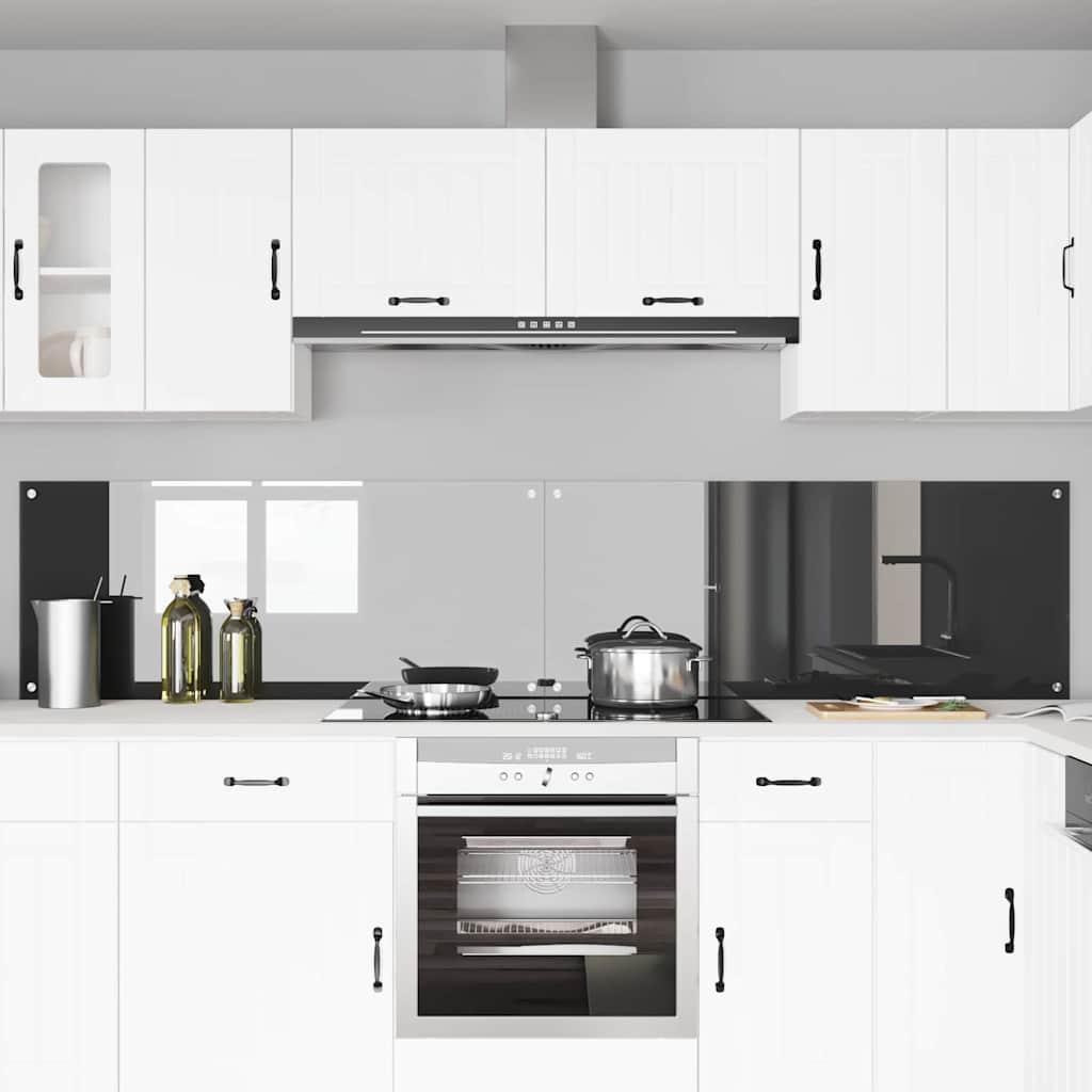 Køkkenbacksplash 2 pcs Mørkegrå 120 x 50 cm hærdet glas