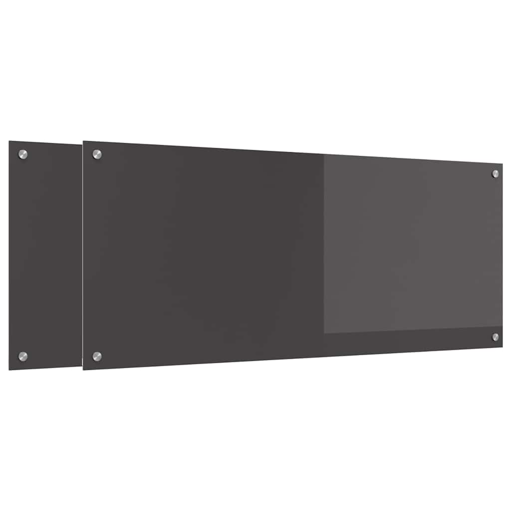 Køkkenbacksplash 2 pcs Mørkegrå 120 x 50 cm hærdet glas