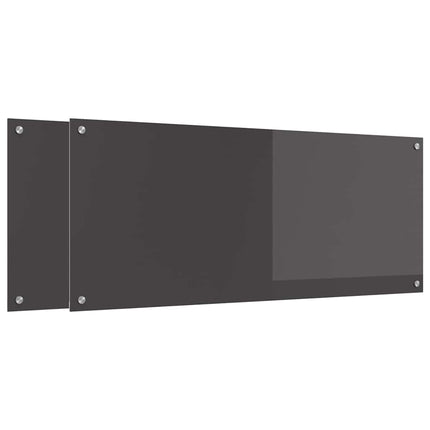 Køkkenbacksplash 2 stk. Mørkegrå 120 x 50 cm hærdet glas
