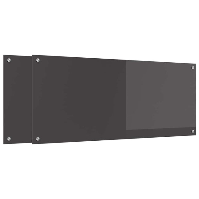 Køkkenbacksplash 2 stk. Mørkegrå 120 x 50 cm hærdet glas
