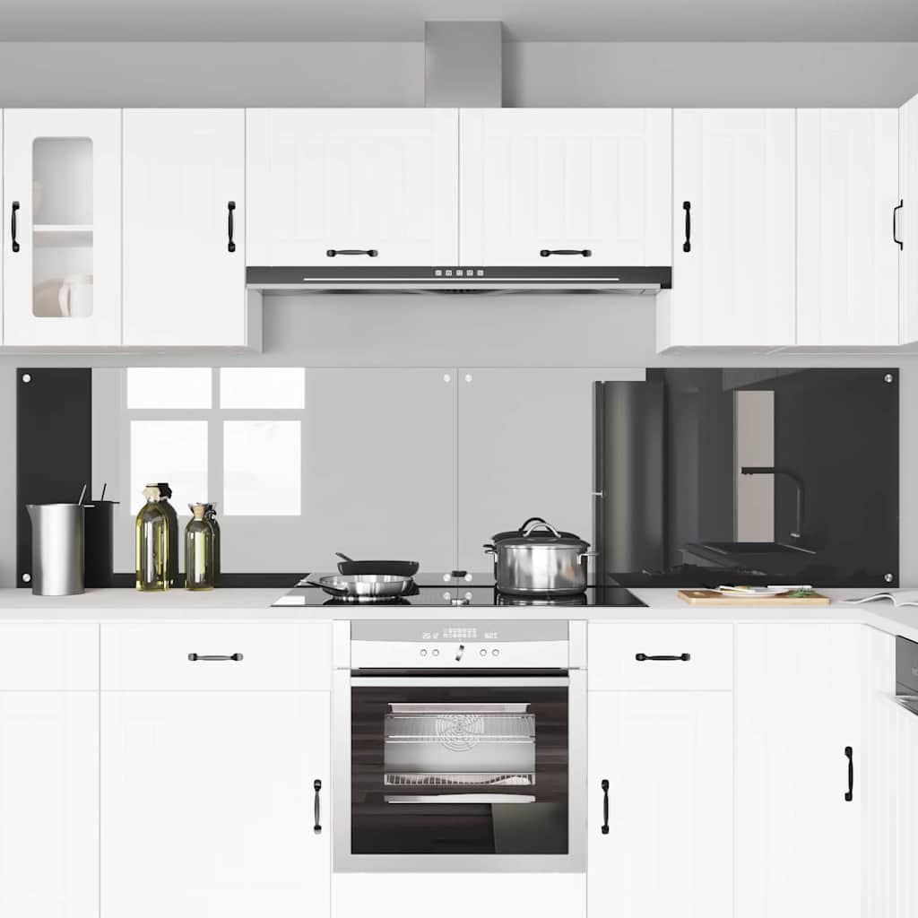 Køkkenbacksplash 2 pcs Mørkegrå 120 x 60 cm hærdet glas