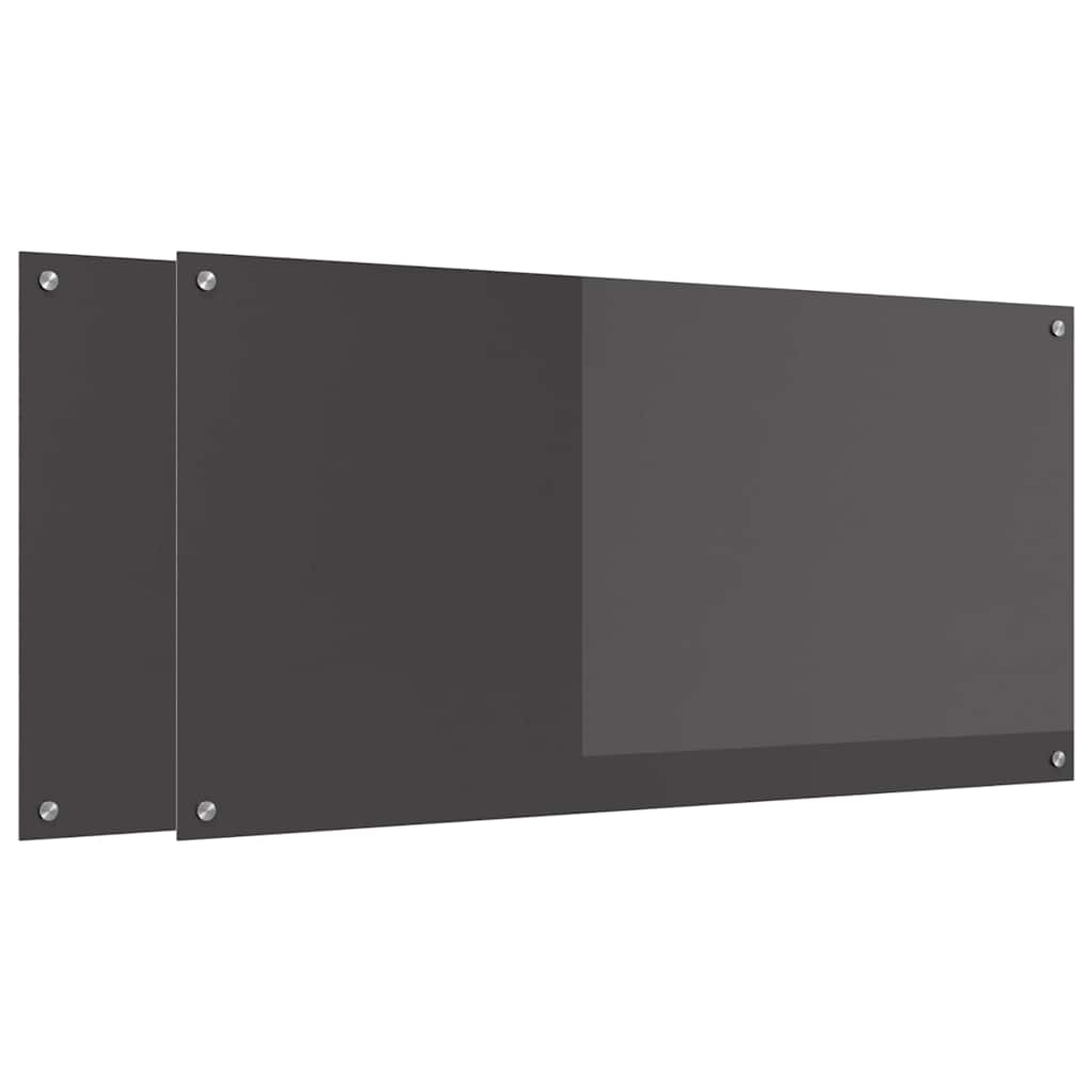 Køkkenbacksplash 2 pcs Mørkegrå 120 x 60 cm hærdet glas