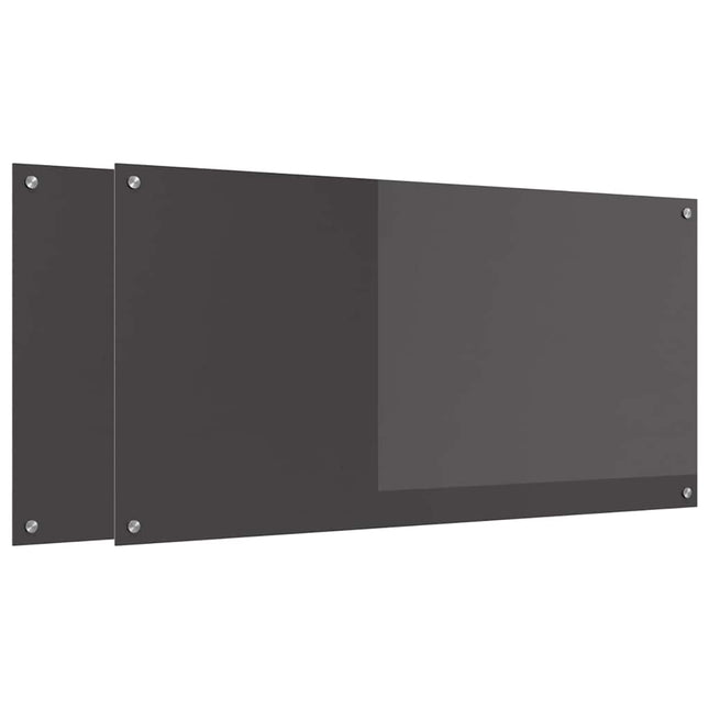 Køkkenbacksplash 2 stk. Mørkegrå 120 x 60 cm hærdet glas