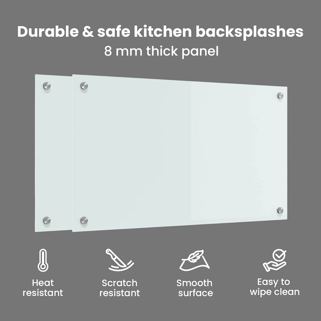 Køkkenbacksplash 2 pcs Hvid 70 x 40 cm hærdet glas