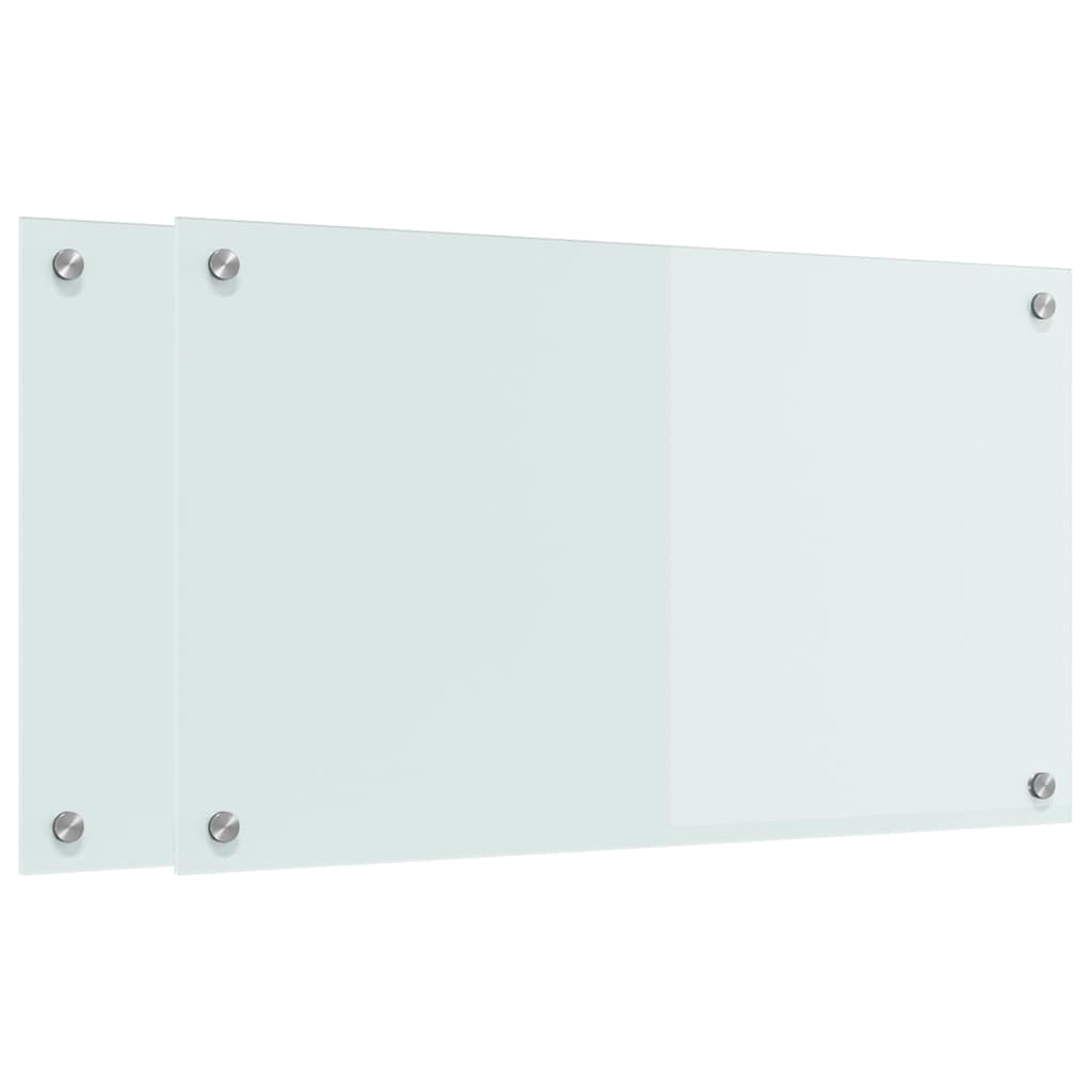 Køkkenbacksplash 2 pcs Hvid 70 x 40 cm hærdet glas