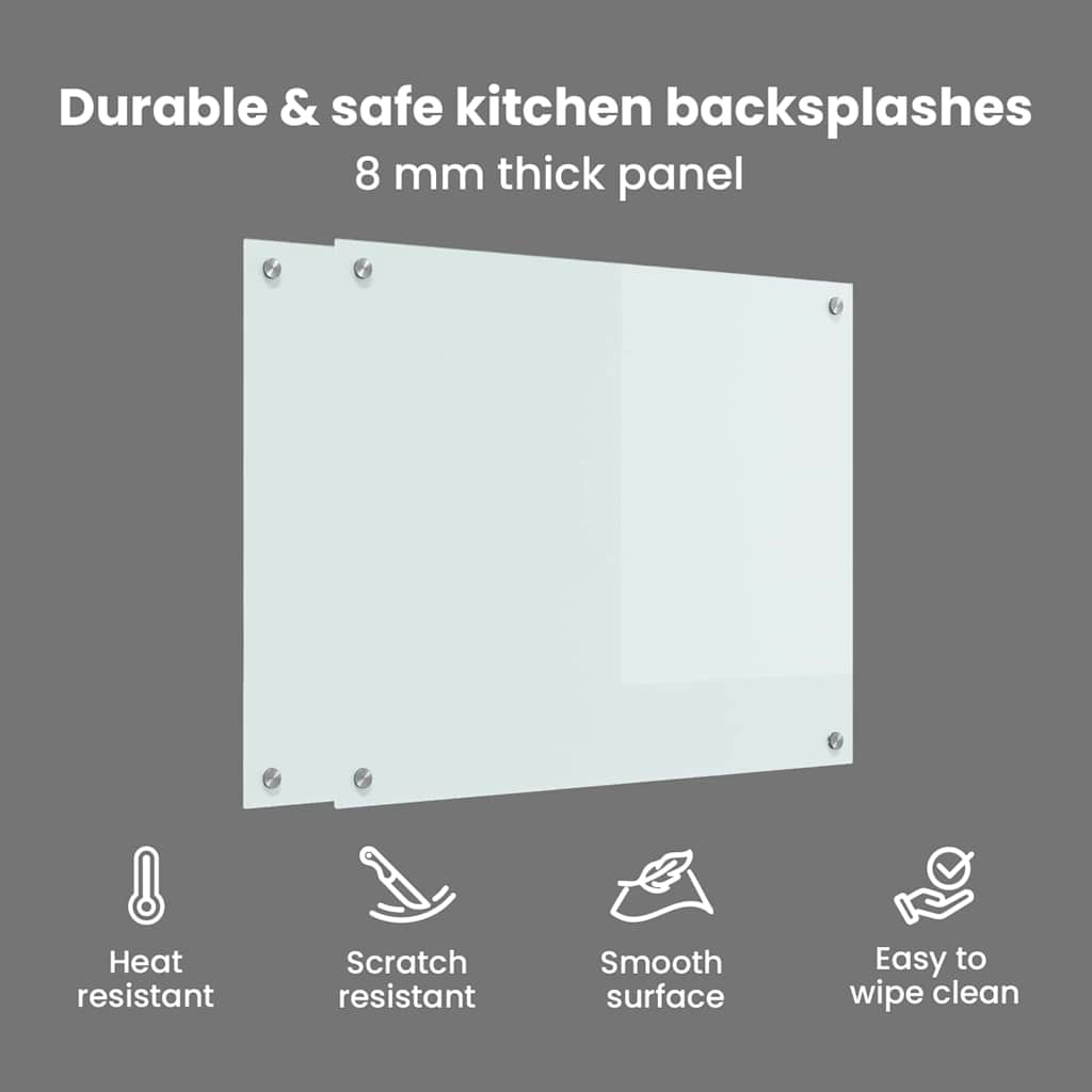 Køkkenbacksplash 2 pcs Hvid 70 x 60 cm hærdet glas