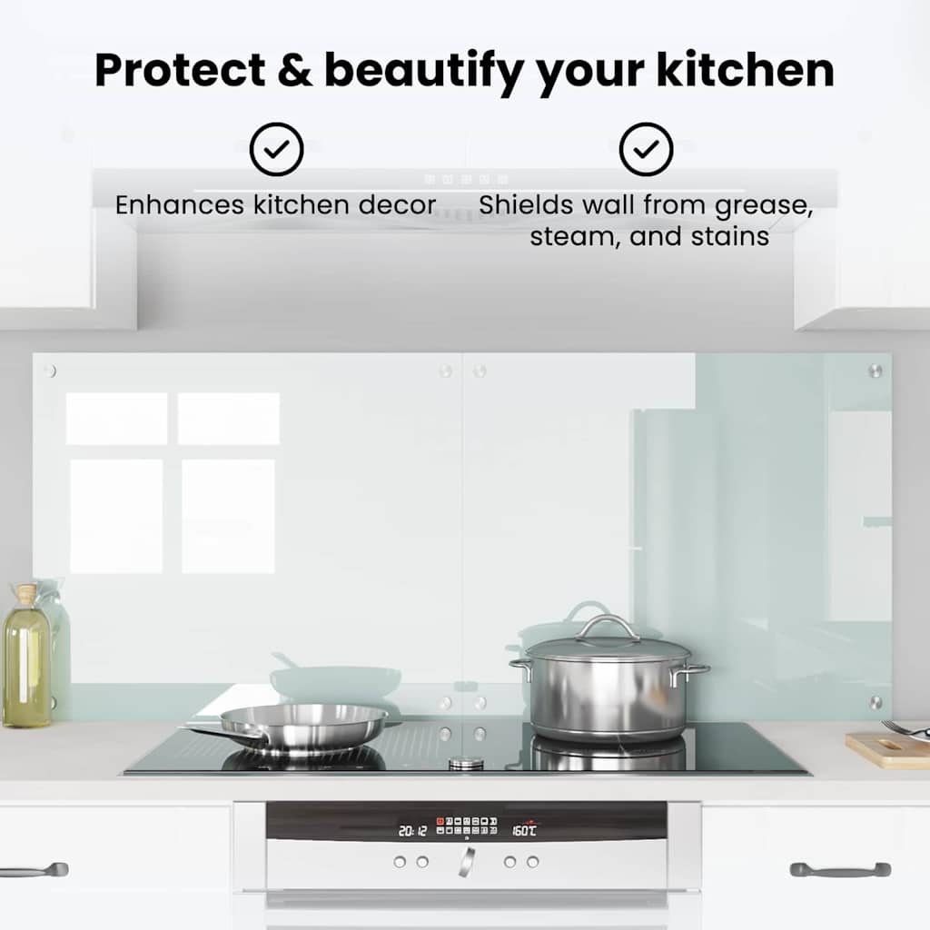 Køkkenbacksplash 2 pcs Hvid 70 x 60 cm hærdet glas