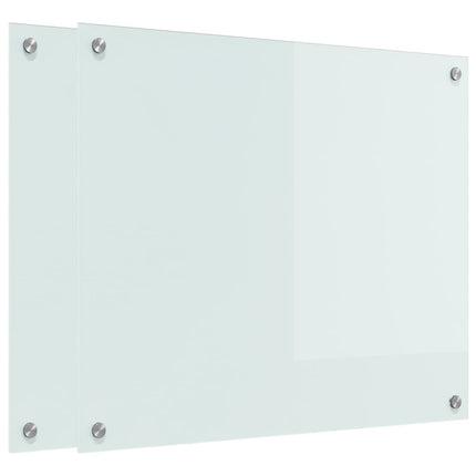 Køkkenbacksplash 2 stk. Hvid 70 x 60 cm hærdet glas