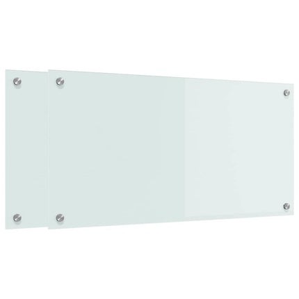 Køkkenbacksplash 2 stk. Hvid 80 x 40 cm hærdet glas