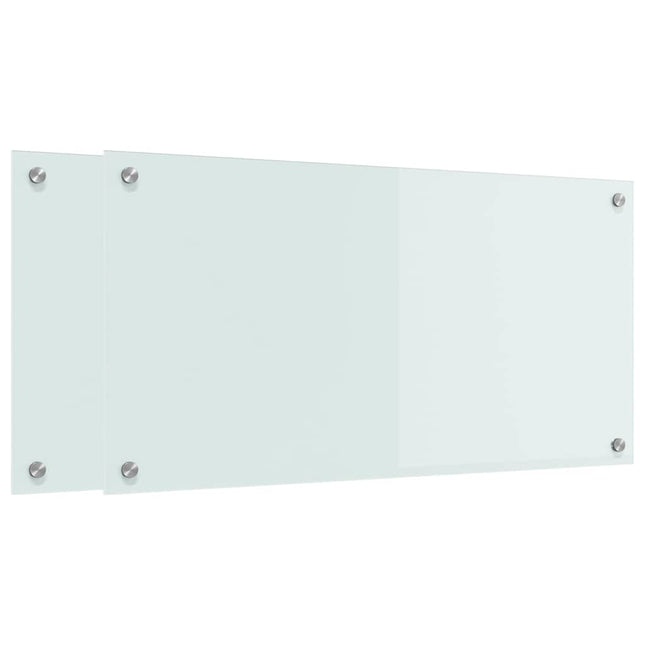 Køkkenbacksplash 2 stk. Hvid 80 x 40 cm hærdet glas