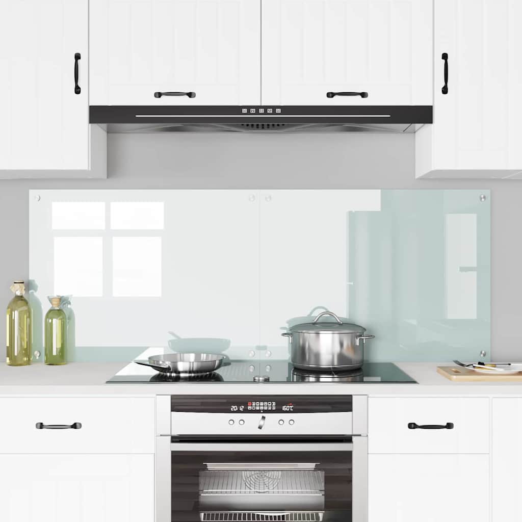 Køkken bagvæg 2 pcs Hvid 80 x 60 cm hærdet glas
