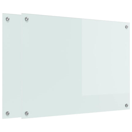 Køkkenbacksplash 2 stk. Hvid 80 x 60 cm hærdet glas