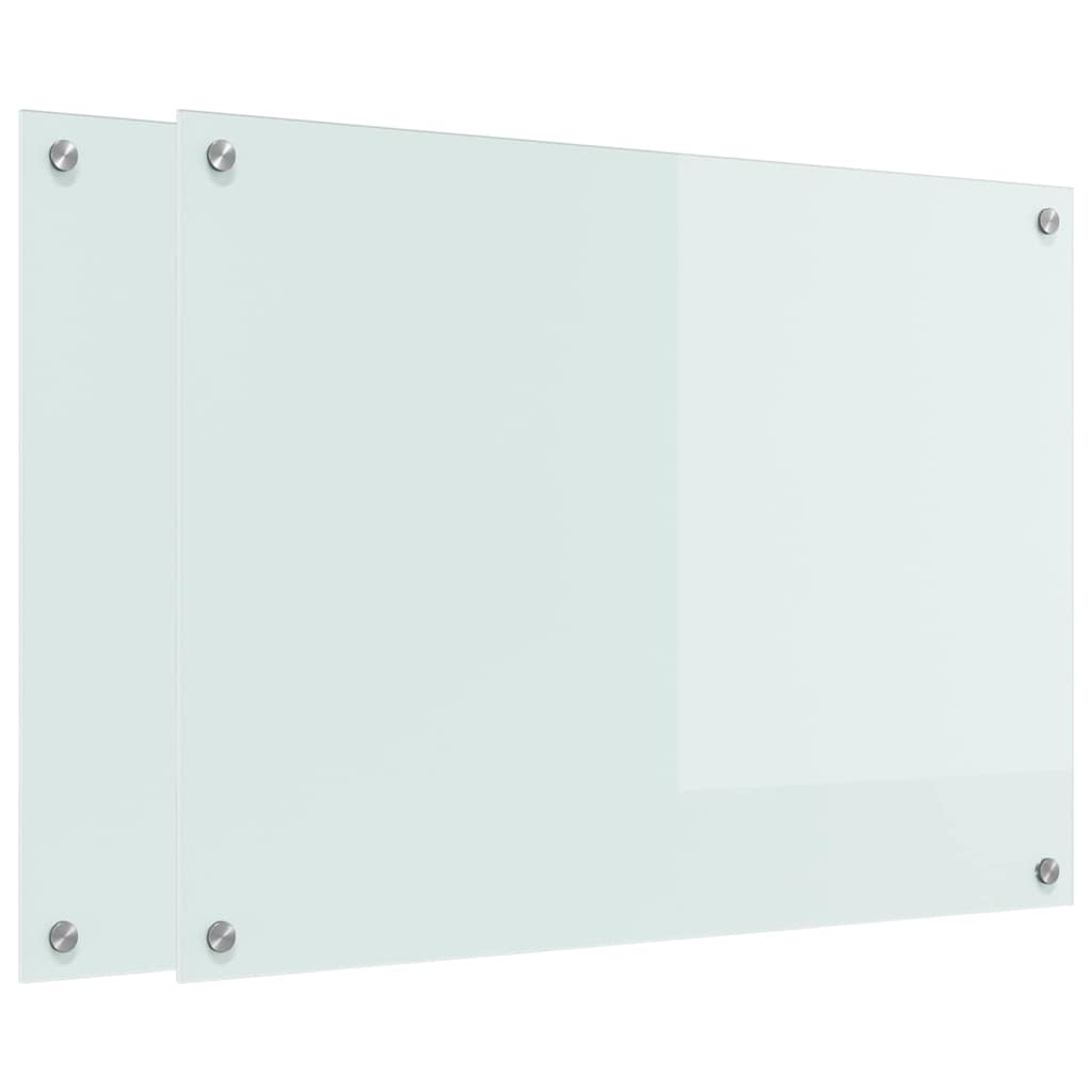 Køkken bagvæg 2 pcs Hvid 80 x 60 cm hærdet glas