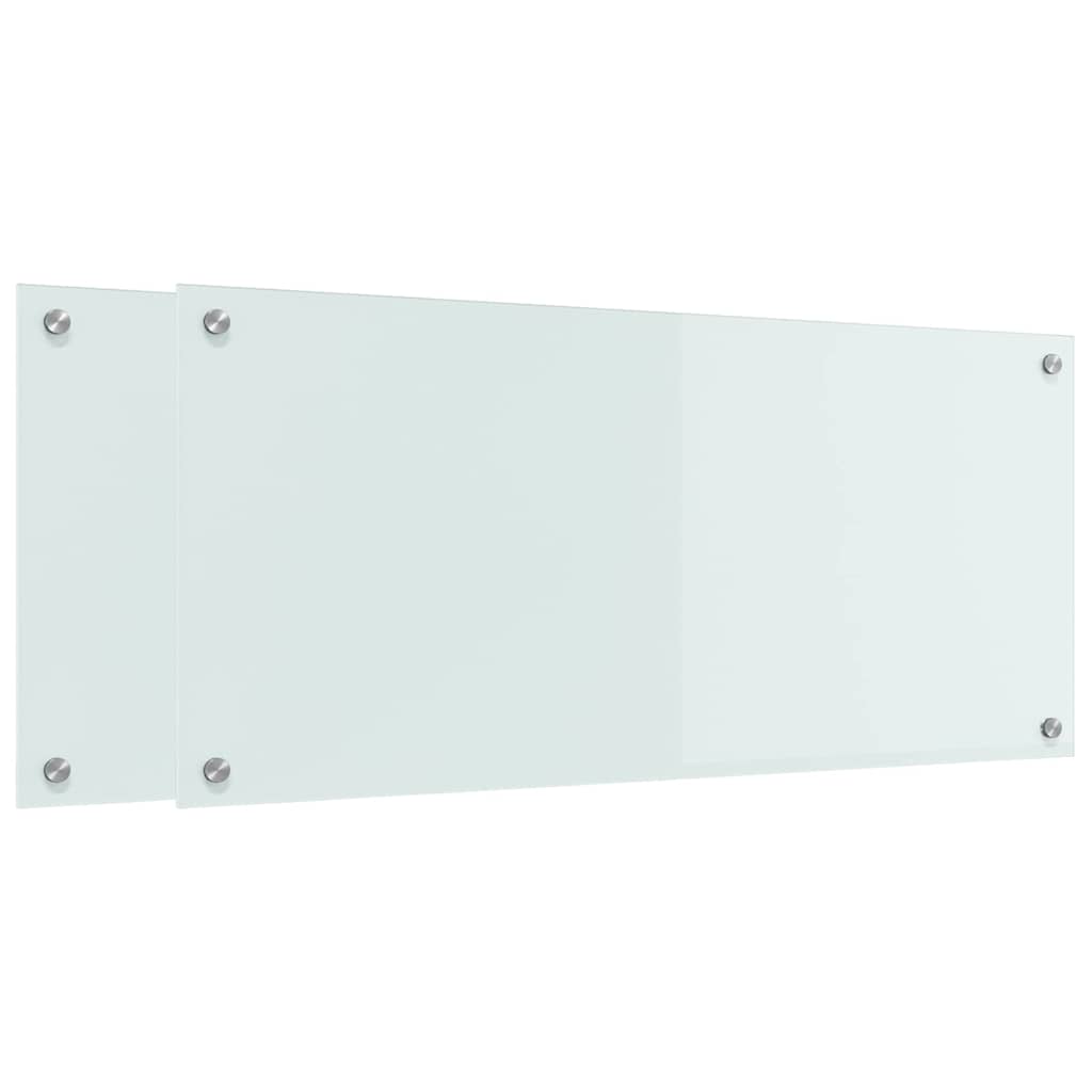 Køkken bagvæg 2 pcs Hvid 90 x 40 cm hærdet glas
