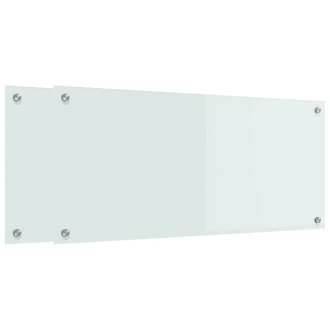 Køkkenbacksplash 2 stk. Hvid 90 x 40 cm hærdet glas