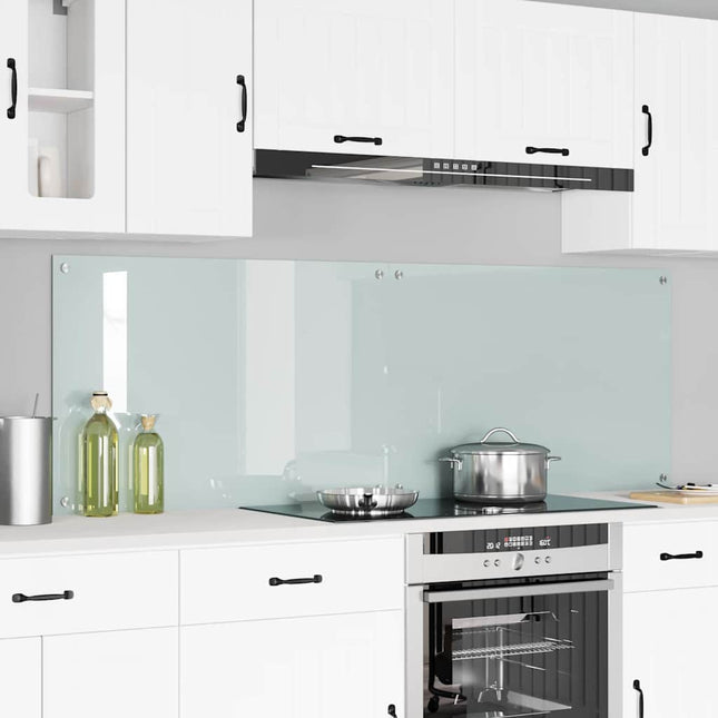 Køkkenbacksplash 2 stk. Hvid 90 x 60 cm hærdet glas