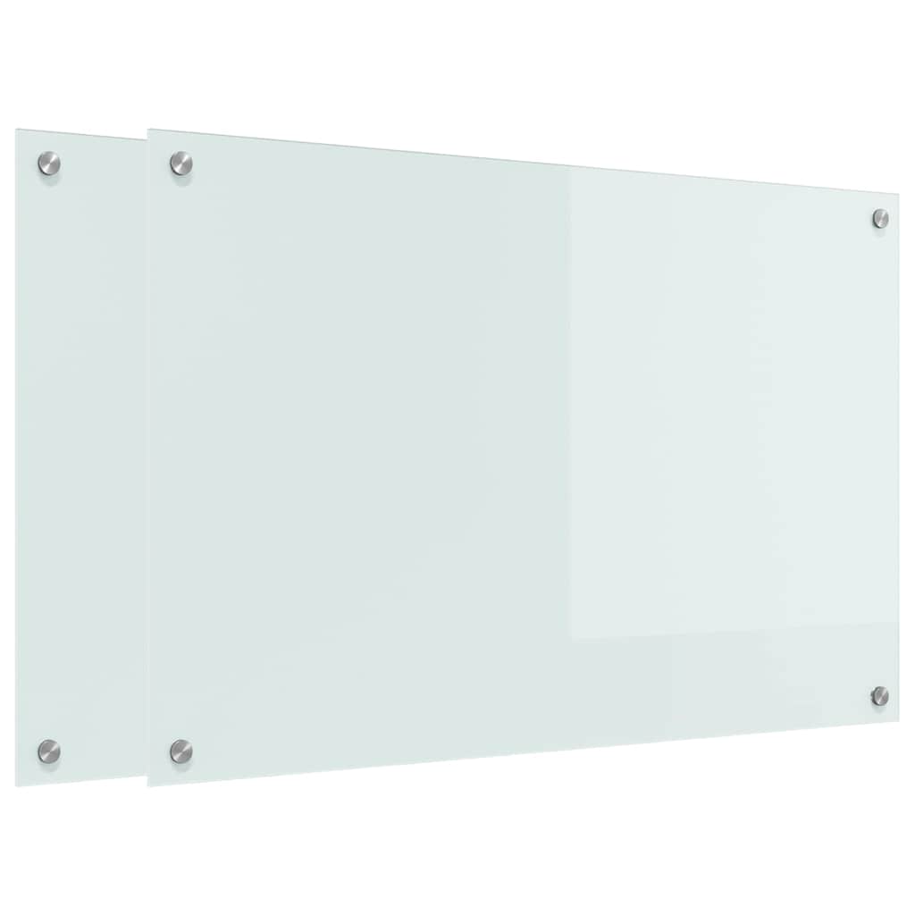Køkkenbacksplash 2 pcs Hvid 90 x 60 cm hærdet glas