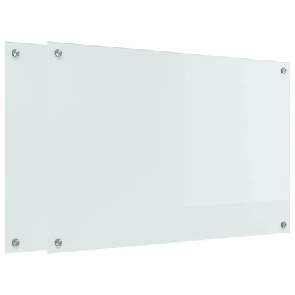 Køkkenbacksplash 2 stk. Hvid 90 x 60 cm hærdet glas