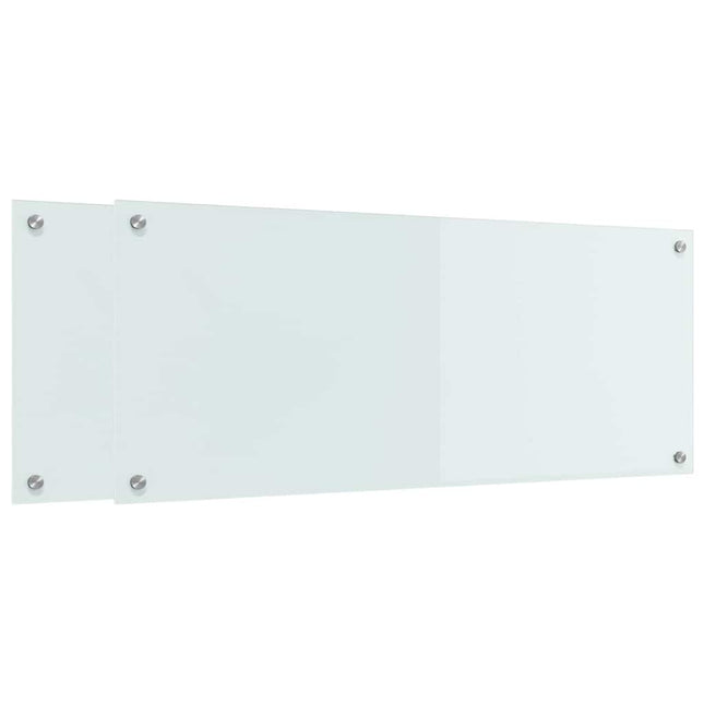Køkkenbacksplash 2 stk. Hvid 100 x 40 cm hærdet glas