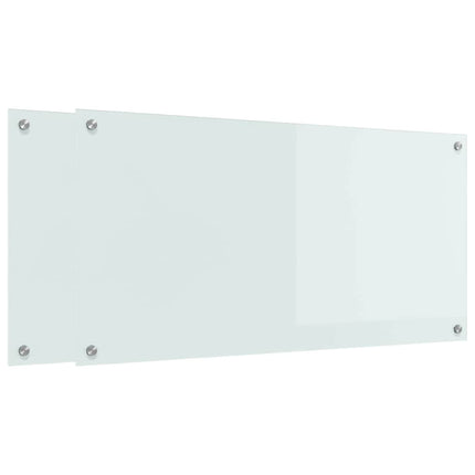 Køkkenbacksplash 2 stk. Hvid 100 x 50 cm hærdet glas