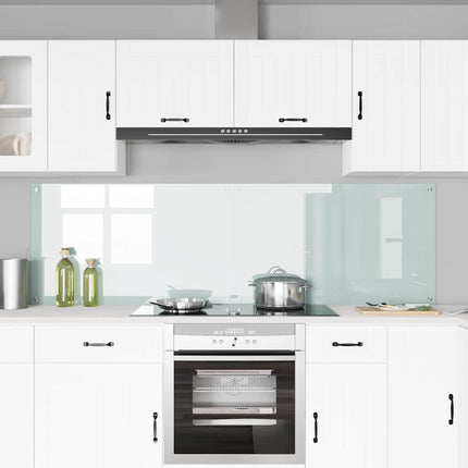 Køkkenbacksplash 2 stk. Hvid 100 x 60 cm hærdet glas