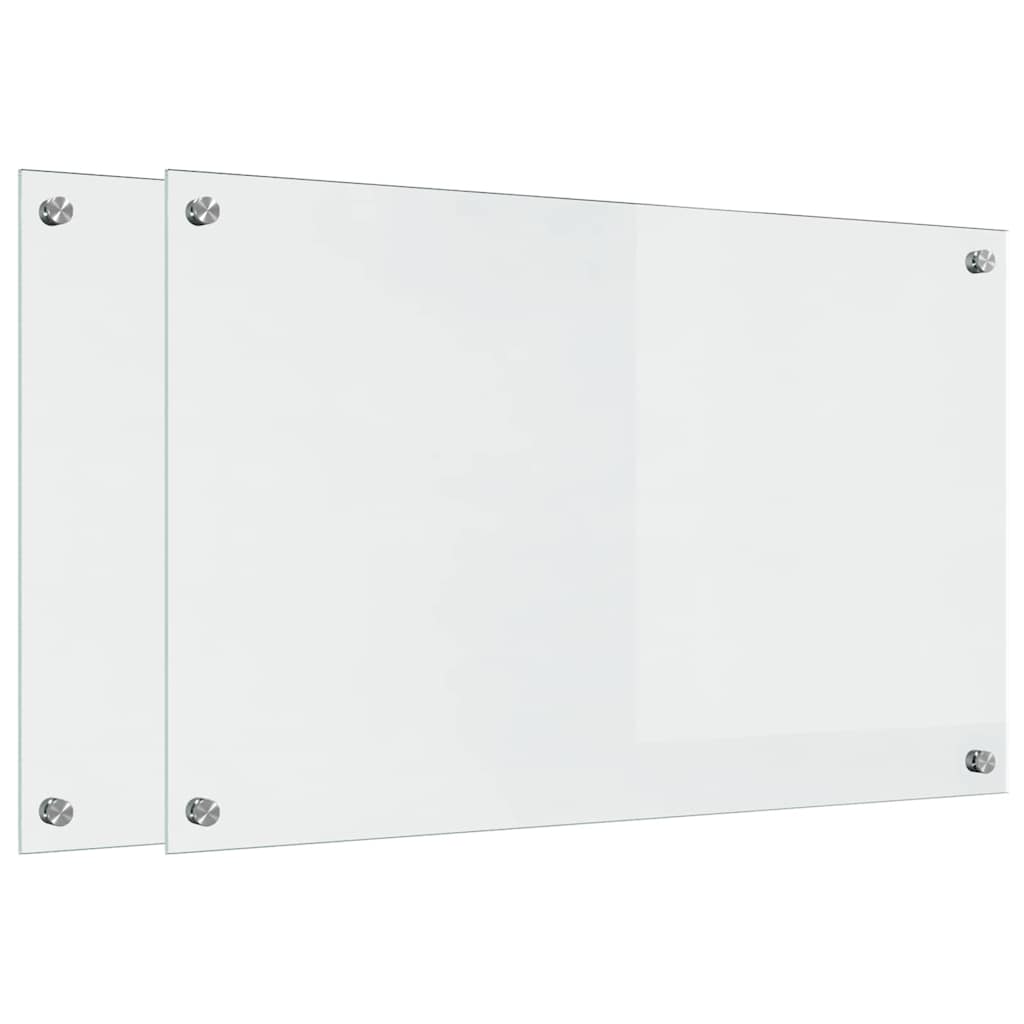 Køkkenbacksplash 2 pcs Transparent 80 x 50 cm hærdet glas