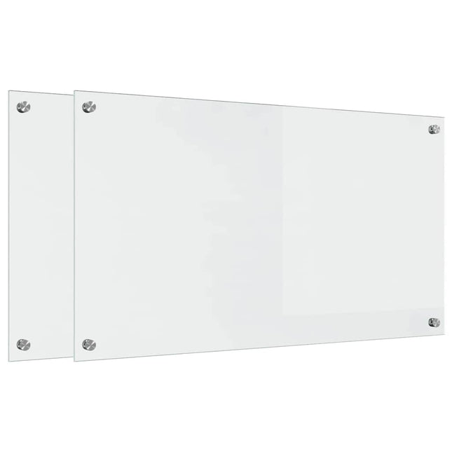 Køkkenbacksplash 2 pcs Transparent 90 x 50 cm hærdet glas