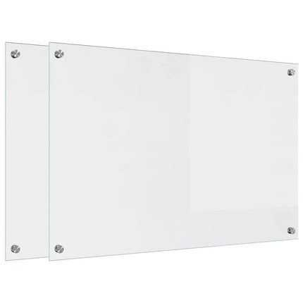 Køkkenbacksplash 2 stk. Transparent 90 x 60 cm hærdet glas