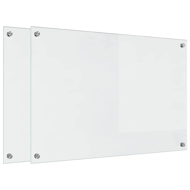 Køkkenbacksplash 2 pcs Transparent 90 x 60 cm hærdet glas