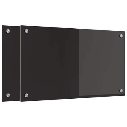 Køkkenbacksplash 2 stk. Sort 70 x 40 cm hærdet glas