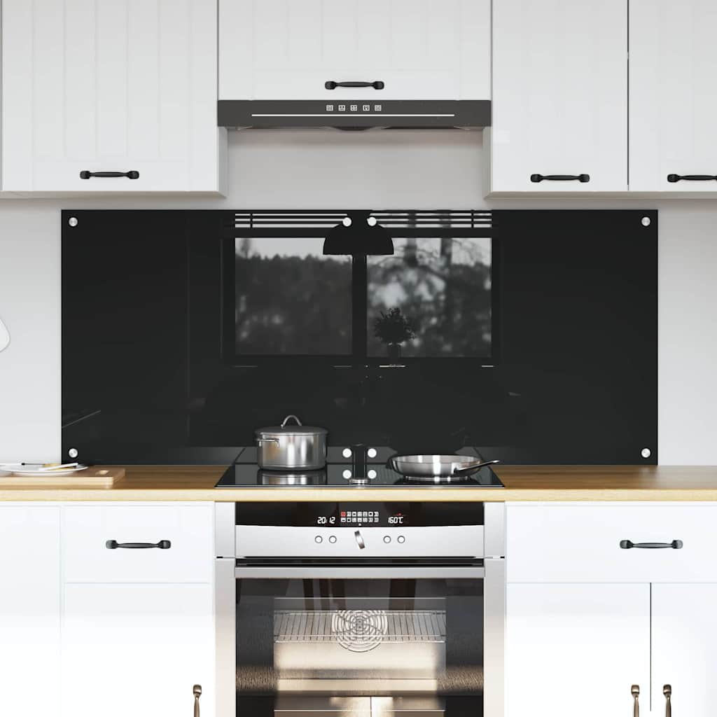 Køkkenbacksplash 2 pcs Sort 70 x 60 cm hærdet glas