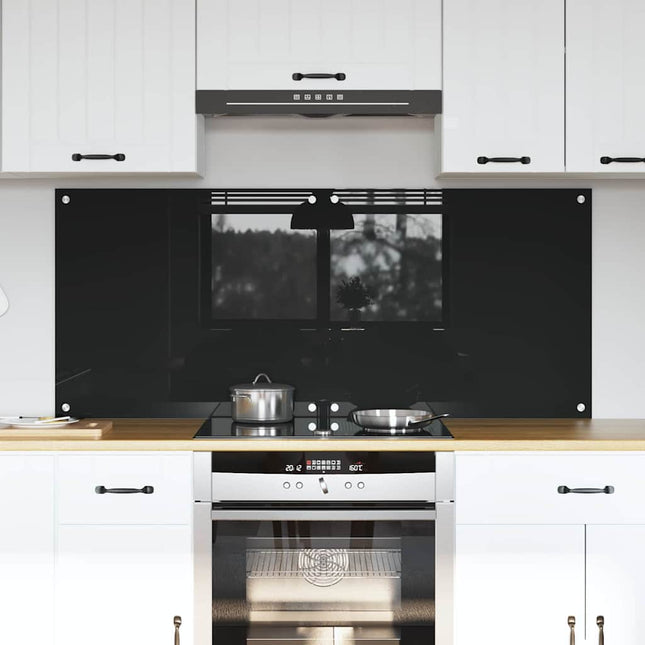 Køkkenbacksplash 2 stk. Sort 70 x 60 cm hærdet glas