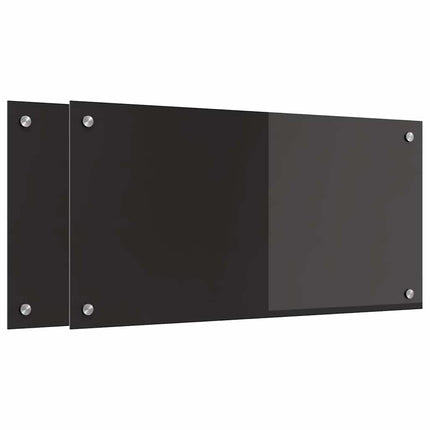 Køkkenbacksplash 2 stk. Sort 80 x 40 cm hærdet glas