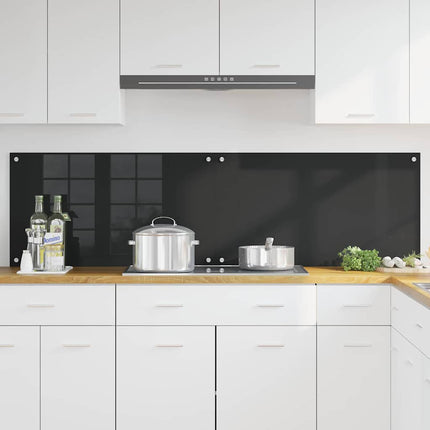 Køkkenbacksplash 2 stk. Sort 90 x 50 cm hærdet glas