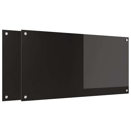 Køkkenbacksplash 2 pcs Sort 100 x 50 cm hærdet glas