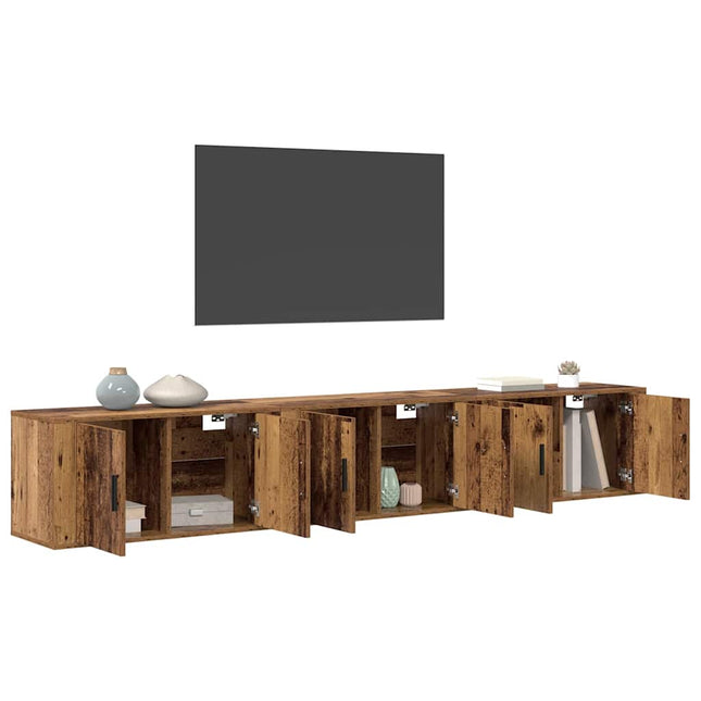 Væghængt TV-skab sæt 3 pcs Gammelt træ 80 x 34,5 x 40 cm