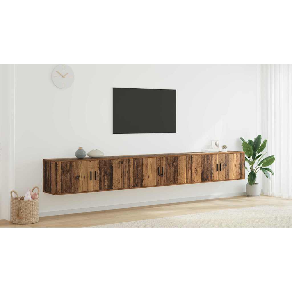 Væghængt TV-skab sæt 3 pcs Gammelt træ 100 x 34,5 x 40 cm