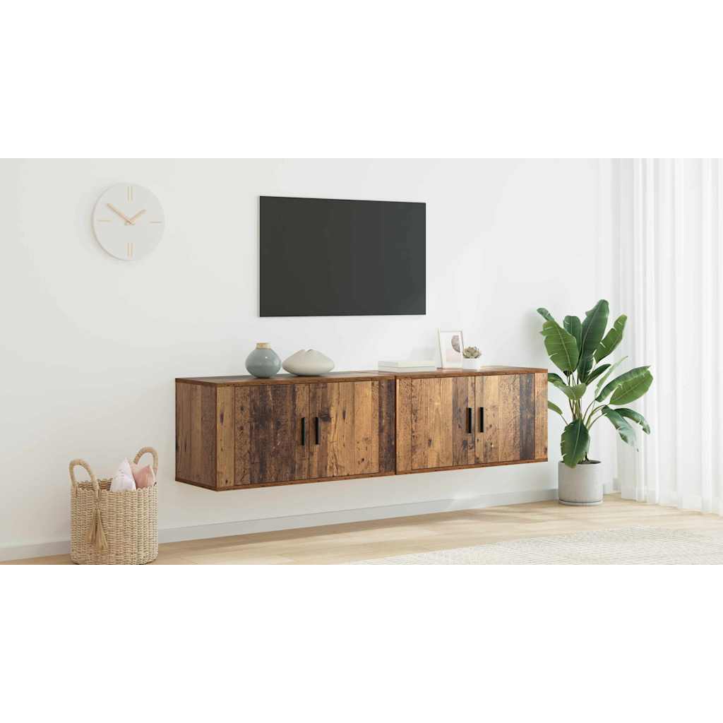 Væghængt TV-skab sæt 2 pcs Gammelt træ 80 x 34,5 x 40 cm