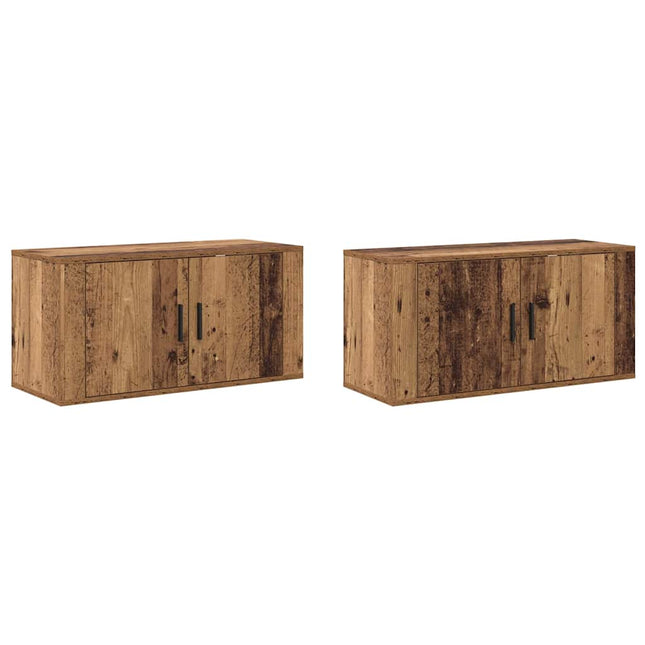 Væghængt TV-skab sæt 2 pcs Gammelt træ 80 x 34,5 x 40 cm