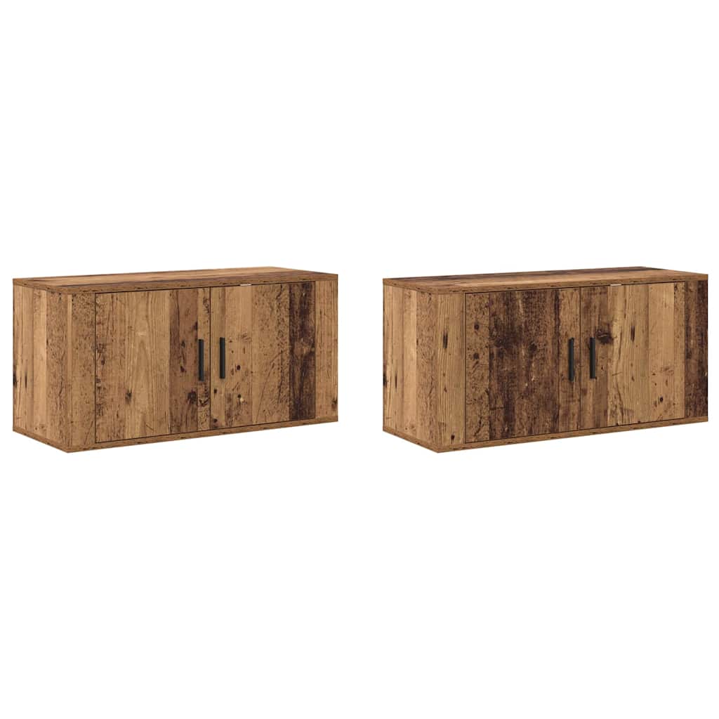 Væghængt TV-skab sæt 2 pcs Gammelt træ 80 x 34,5 x 40 cm