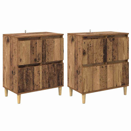 Sideboards 2 pcs Gammelt træ 60 x 35 x 70 cm Konstrueret træ